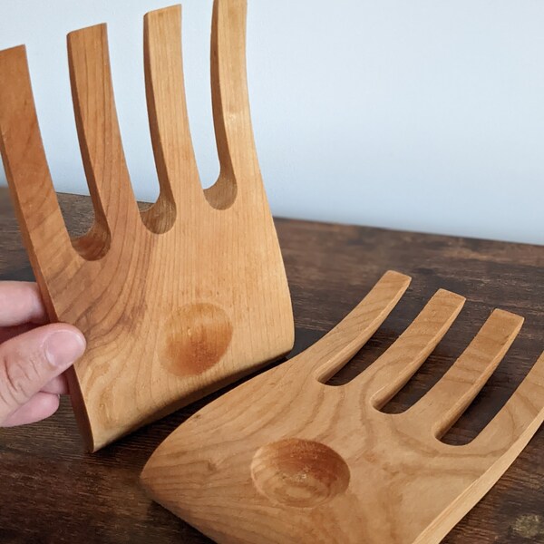 Wooden Salad Hands Etsy