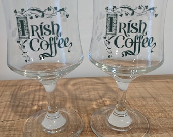 Set of 2 Handcut Glass Irish Coffee Mugs