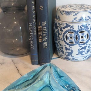 Vintage Hazel Atlas aqua blue ashtray