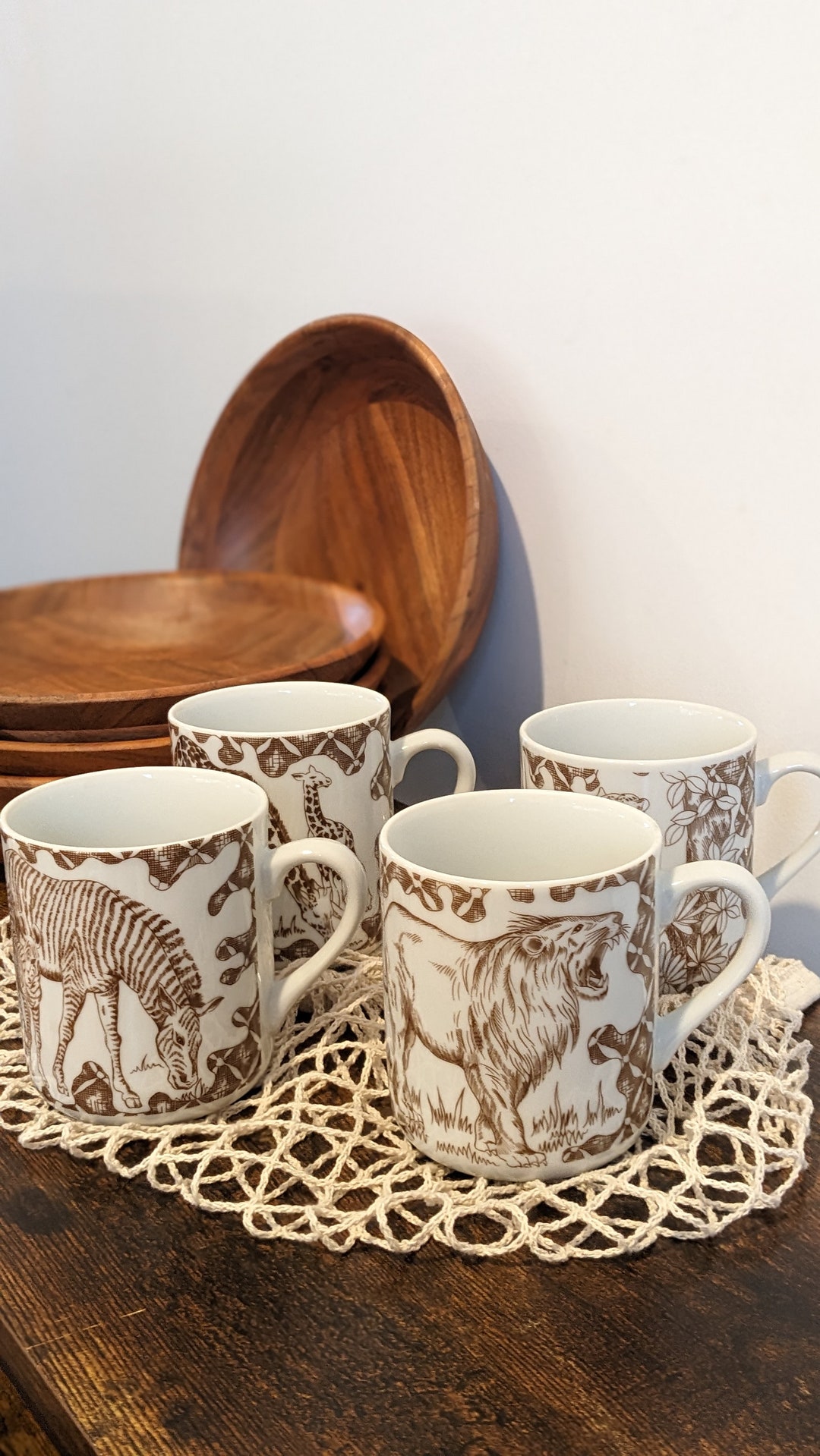 Set of 4 Wild Habitat Mugs, Set of 4 Wild Animal Mugs, Set of 4 Safari