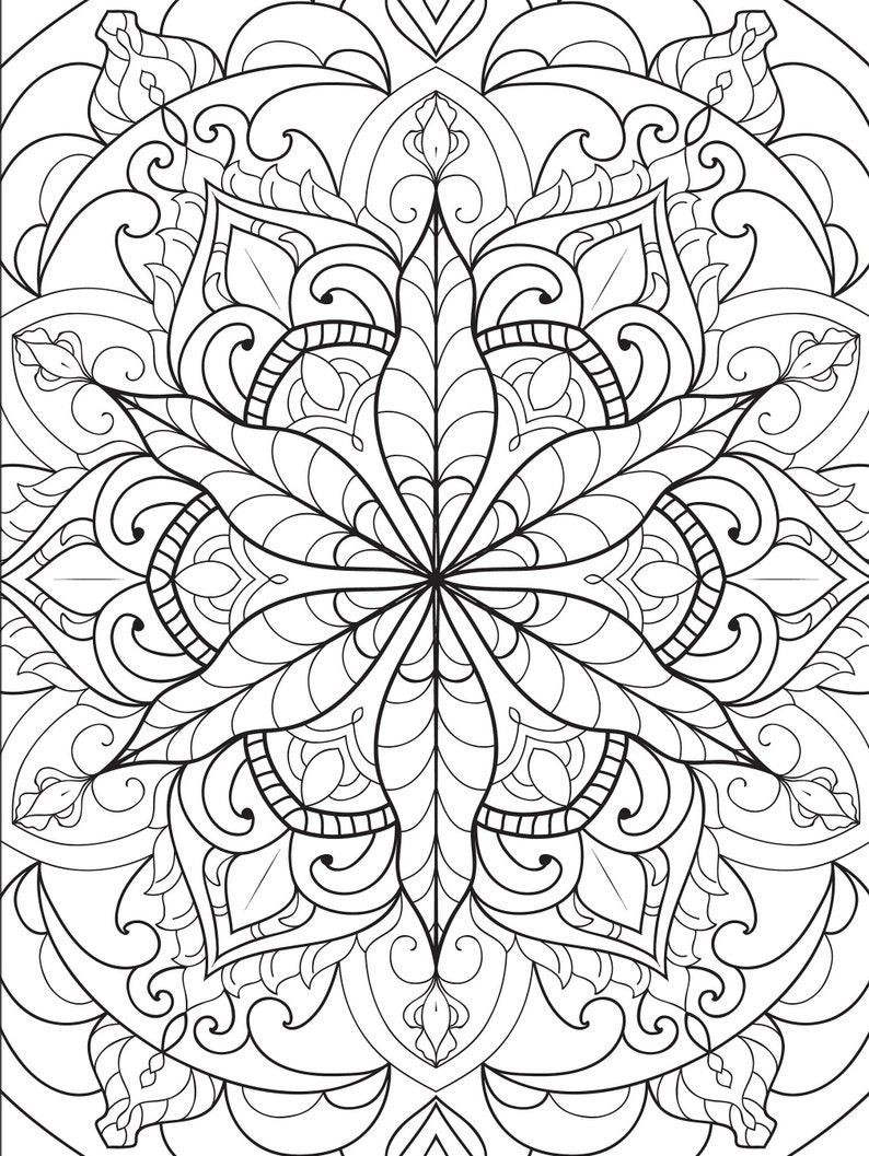 50 Mandalas Coloring Pages for Teens and Adults Mandala Coloring Picture Stress Relief ...