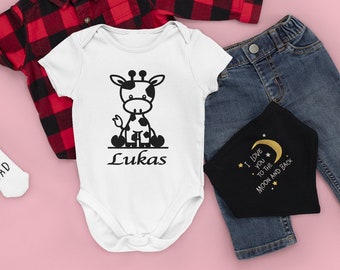 Babybody Personalisiert - Baby Bodysuit - Name - Giraffe - Geschenk - Baby Geschenkidee