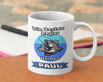 Die Besten Angler - Angler Tasse mit Wunschname - Personalisierte Tasse - Geschenkidee - Angler Tasse - Angeln