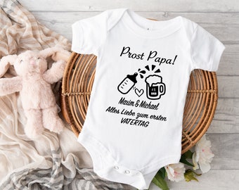 Baby Bodysuit Father's Day Personalized Bodysuit First Father's Day Toast Beer and Baby Bottle Name Cheers Dad, Father's Day Gift Baby, Gift