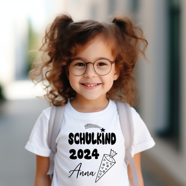 T-shirt school child 2024 - with desired name - personalized - gift for starting school for boys and girls - school child - 2024 - starting school