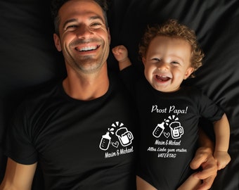T-Shirt personnalisé Papa Bébé Tenue Fête des Pères I Tenue Famille I Fête des Pères Papa Mini I Cadeau Fête des Pères I