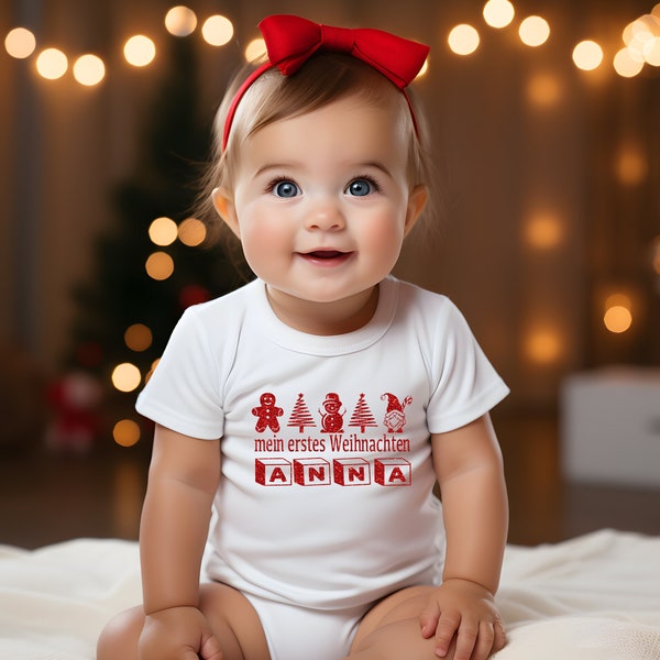 My First Christmas 2023| My first Christmas baby bodysuit | Christmas tree, snowman | Merry Christmas | Baby bodysuit |