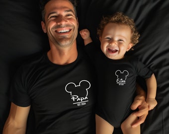 Personalisiertes T-Shirt Papa, Mama und Baby Outfit I Familienoutfit I Papa Mama Mini I Familien outfit I