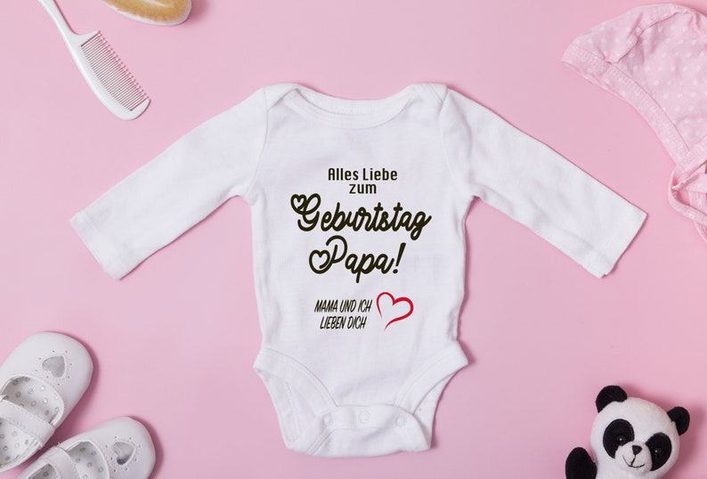 Baby Body Geburtstag. Baby Bodysuit. Alles Liebe zum Geburtstag Papa. Babybody. Alles Liebe zum Geburtstag Mama, Oma, Opa . zdjęcie 8