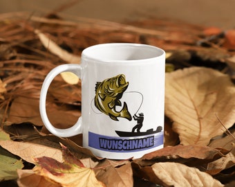 Angeln Tasse mit Wunschname - Personalisierte Tasse mit fisch Motiv - Geschenkidee - Die besten Angler - Angler Tasse  mit Name