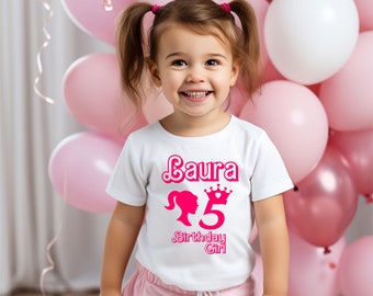 T-shirt d'anniversaire personnalisé pour fille I T-shirt d'anniversaire I Chemise Barbie I Anniversaire I T-shirt avec nom I