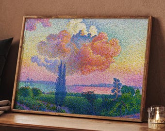 The Pink Cloud by Henri-Edmond Cross Famous Post-Impressionist Landscape | Mid-Century Modern Wall Art Print | High-Quality Digital Download