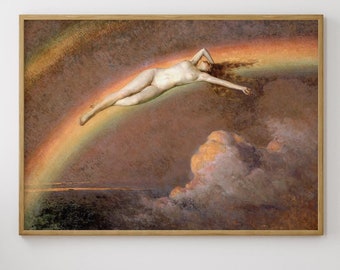 The Spirit of the Rainbow by Henry Mosler | Vintage Flying Fairy Wall Art | Celestial Witchy Decor | Fantasy Gift | Digital Download File
