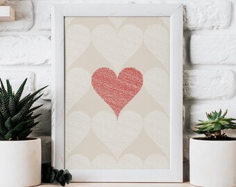 Valentine’s Day Heart Print | DIY Romantic Wall Art | Nursery or Bedroom Decor | Minimalist Love Poster | Digital Download Printable