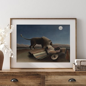 Henri Rousseau Dormir Gitano Clásico Colorido Impresionismo Arte Moderno Decoración del Hogar Pintura Famosa Rousseau Arte de la pared Descarga digital
