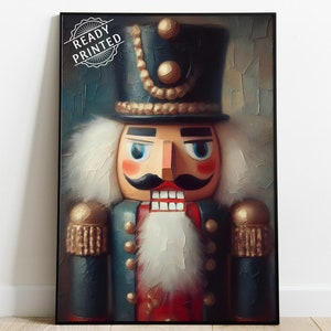 READY PRINTED Vintage Christmas Nutcracker Oil Painting Print Wall Art Xmas Decor Christmas Winter Art Seasonal Decoration Poster Gift