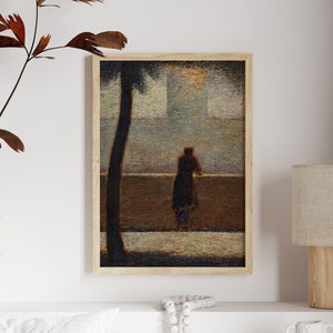 Georges Seurat Homem Encostado em um Parapeito Vintage Pintura Famosa Impressão Arte Pôster Presente Decoração Moderna para Casa Download Digital de Alta Qualidade