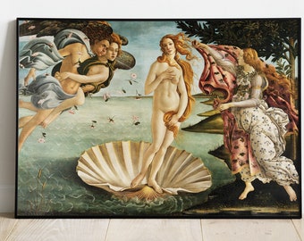 Sandro Botticelli De geboorte van Venus 1480 Afdrukbare klassieke kunst in hoge resolutie antieke religieuze renaissanceschilderkunst digitale download