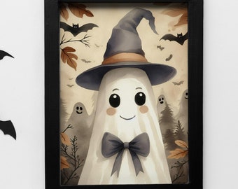 Halloween Cute Ghost, Kids Print Home Decor, Dark Academia, Gothic Spooky, Nursery Wall Art, Haunting Ghost, Funny Halloween, Digital File