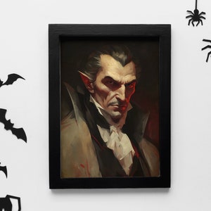 Dracula Vampire Gothic Wall Art Decor Dark Academia Print Gothic Vintage Printable Painting Dracula Portrait Spooky Poster Digital Download