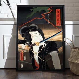 Portrait of a Japanese Actor, Illustration by Toyohara Kunichika, Print In High Resolution, Vintage Japanese Poster, Digital Download