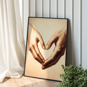 Herz Liebe Hände Valentine Druck | Romantisches Paar Poster | Schlafzimmer oder Wohnzimmer Wandkunst | Valentinstag Geschenk | Digital Download Datei