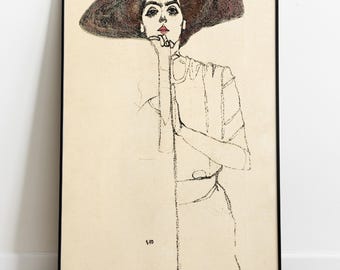 Portrait of a Woman – Egon Schiele Print | Vintage Poster Wall Art | Fine Art Reproduction Digital Download