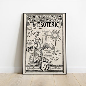 Esoterische Sonnenbiologie Druck | Okkultes Vintage Poster mit Frauenportrait | Mystische Wand Kunst Dekor | Spirituelles Geschenk | Digitaler Download