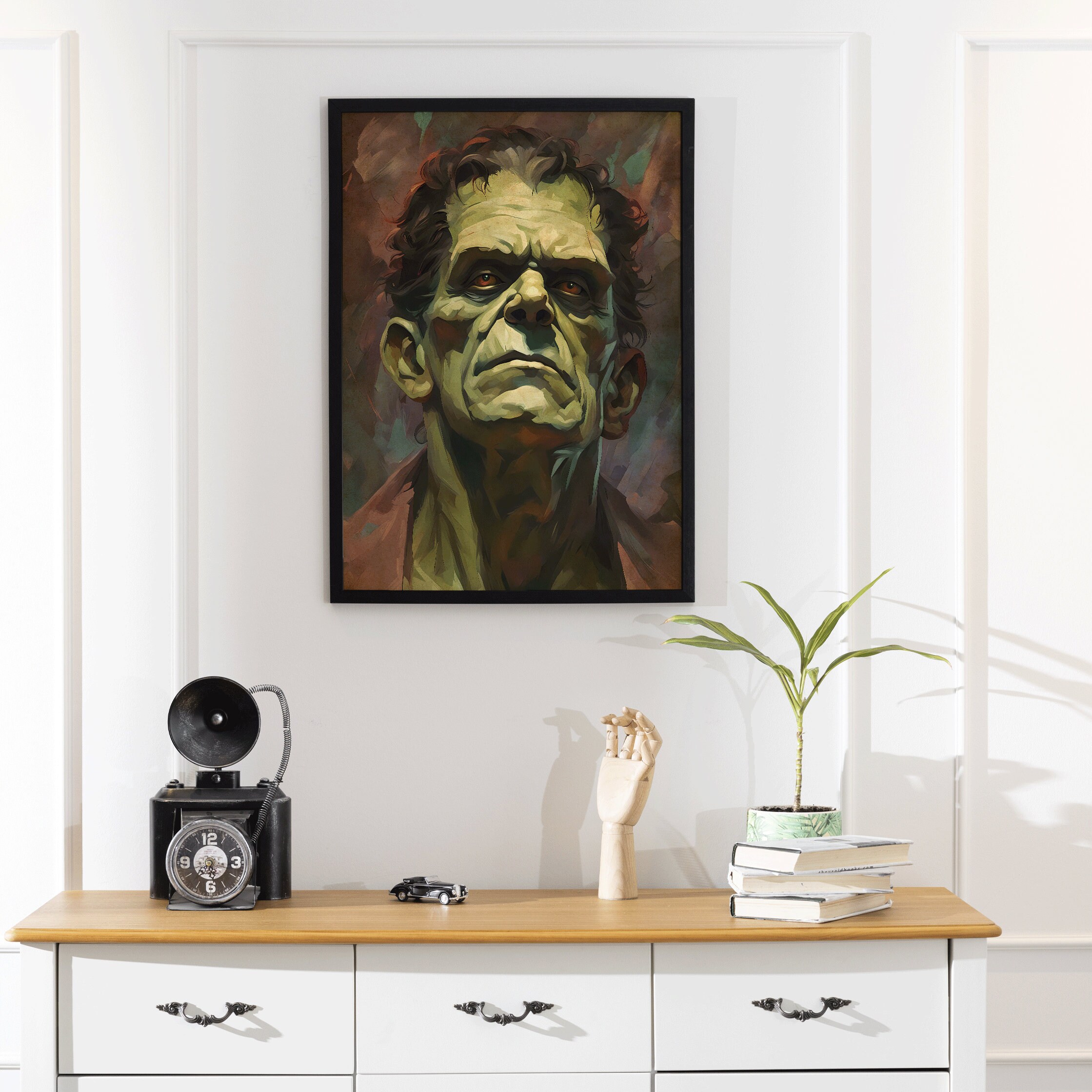 Horror Art Frankenstein Portrait Gothic Wall Art Decor Classic Monsters ...