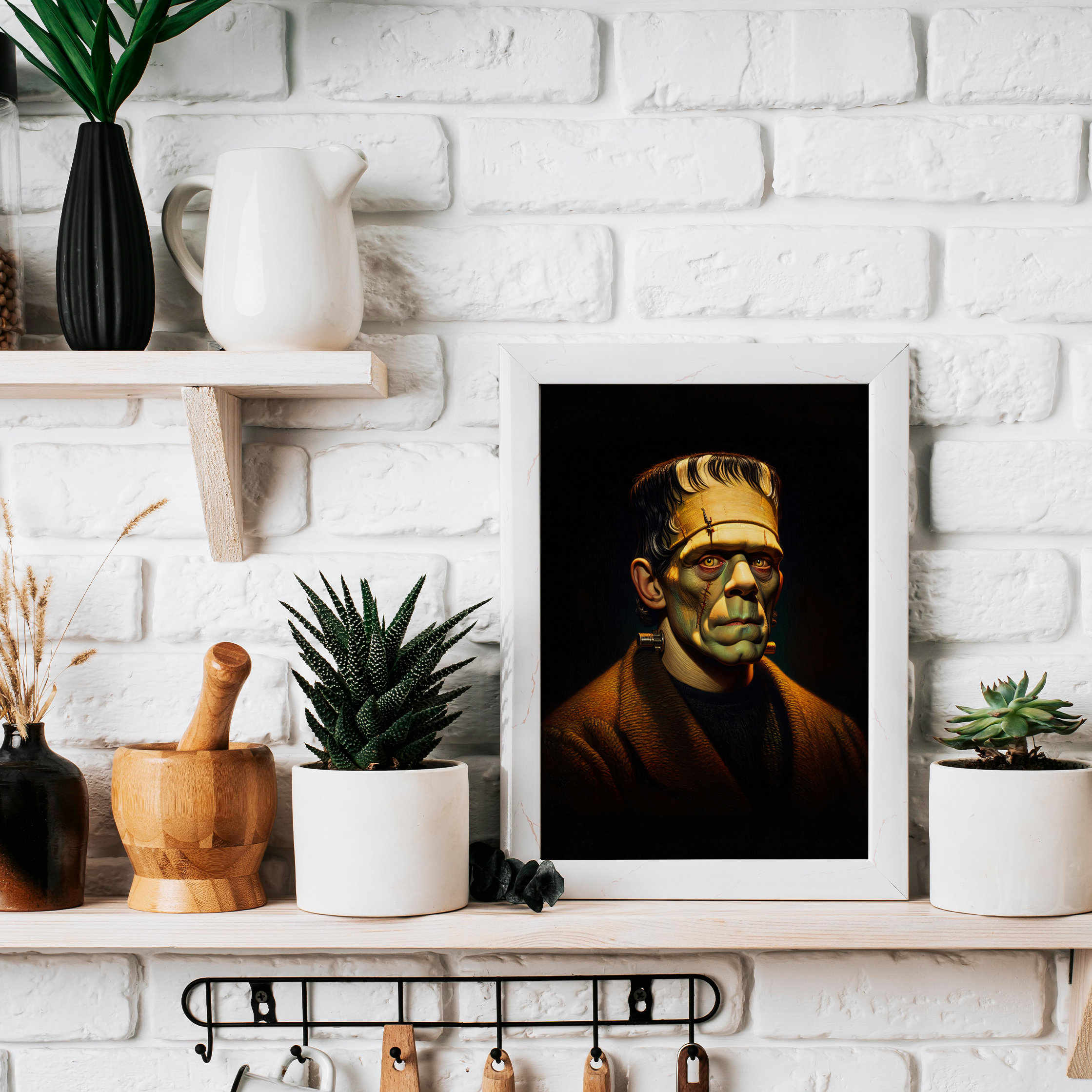 Frankenstein Portrait Classic Monsters Horror Art Gothic Wall Art Decor ...