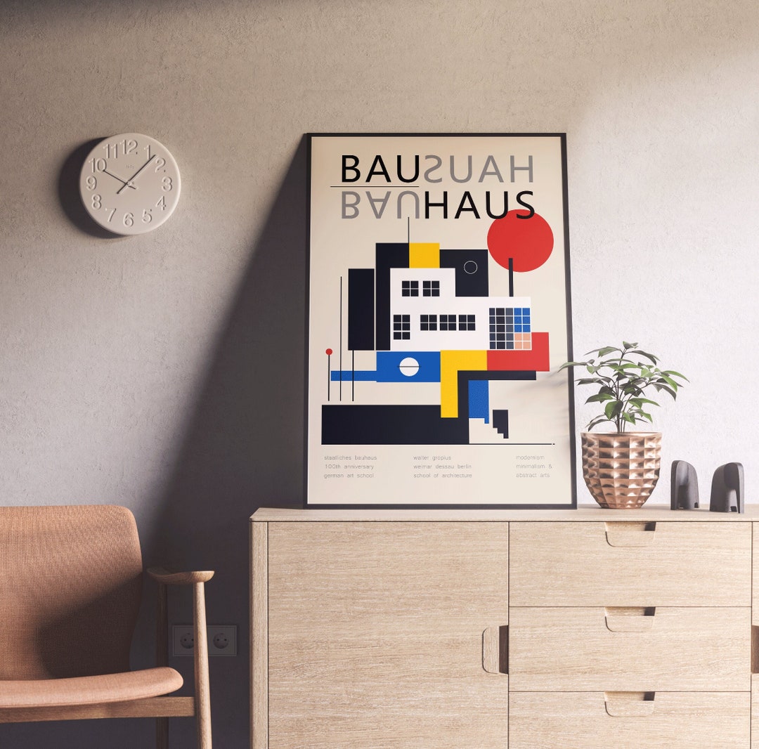 Bauhaus House Poster – Retro German Mid Century Print, Weimar Art ...