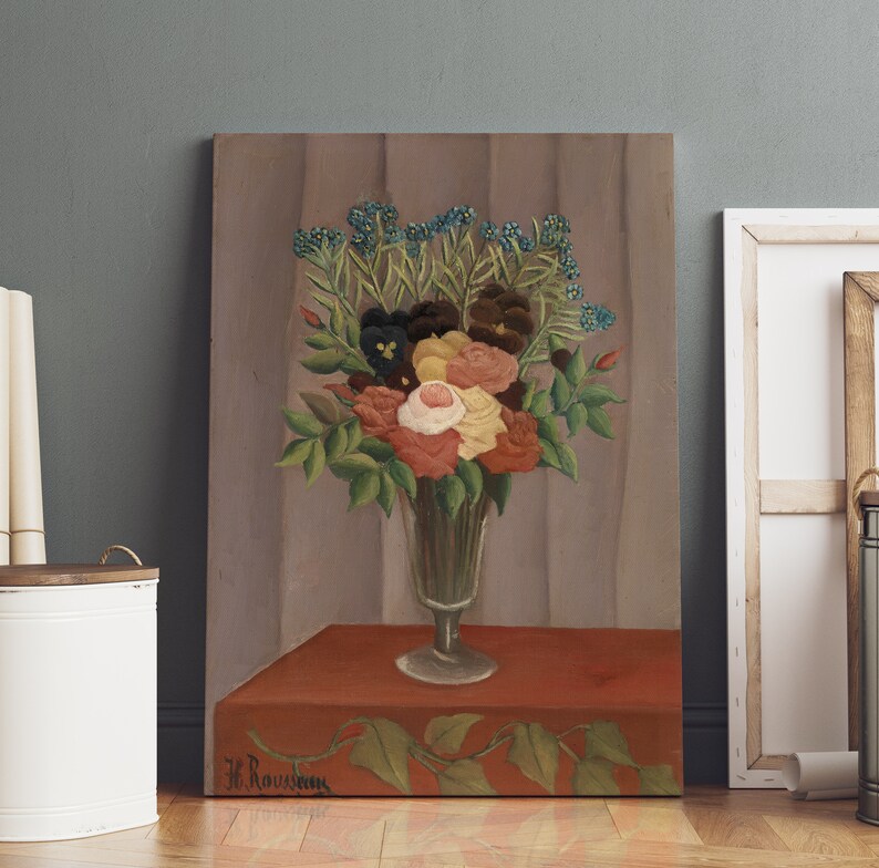 Henri Roussea Roses Henri Rousseau, Bouquet of Flowers, Floral Art, Rousseau Wall Art ...