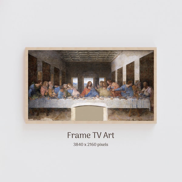 Picture Frame Art TV Samsung Leonardo Da Vinci The Last Supper Art Vintage Oil Painting TV Frame 4k Art Famous Artist Digital download