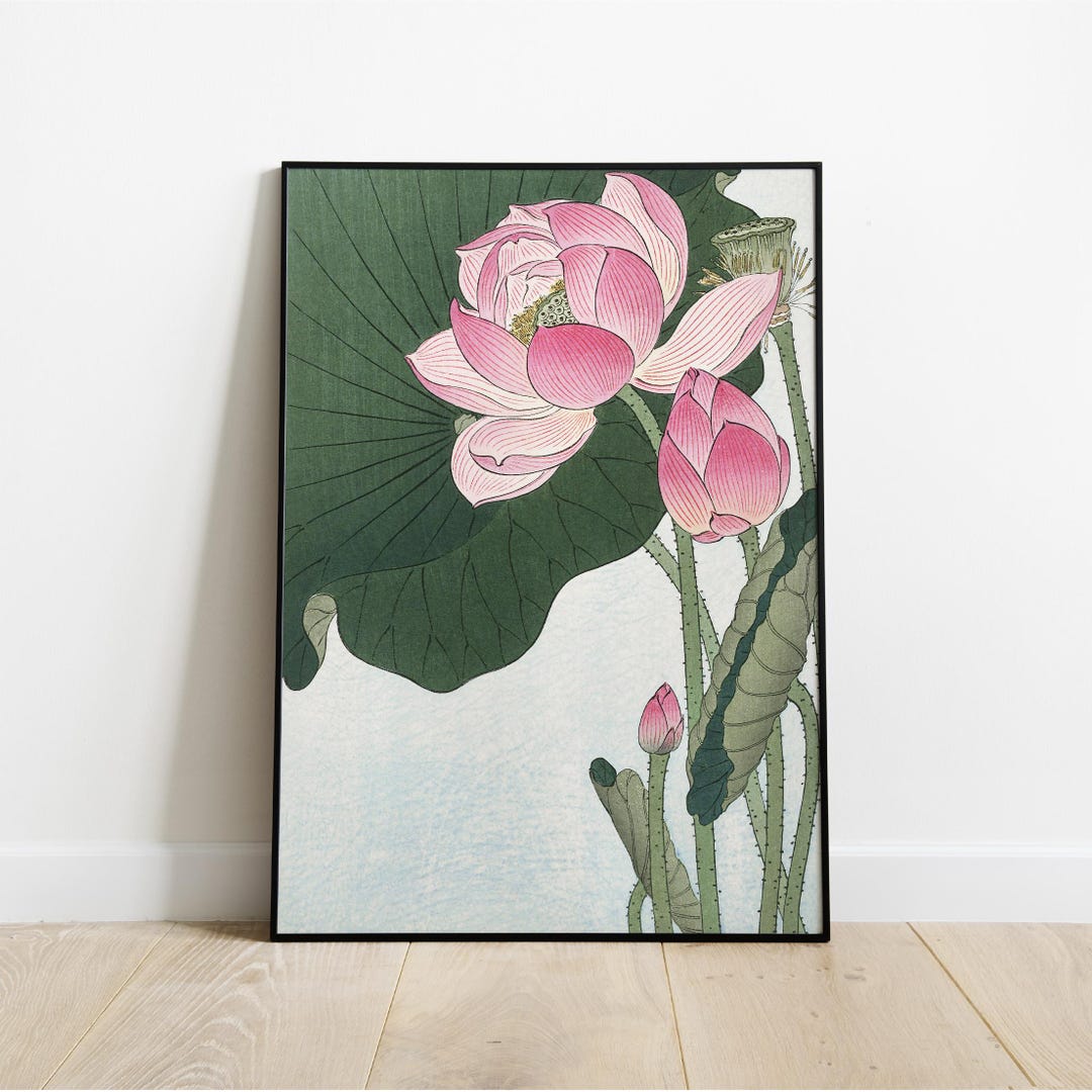Koson Blooming Lotus Print | Vintage Japanese Botanical Art | Ukiyo-e ...