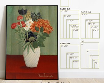 アンリ・ルソー作「花束」花の芸術、ポスト印象派の静物画、高解像度