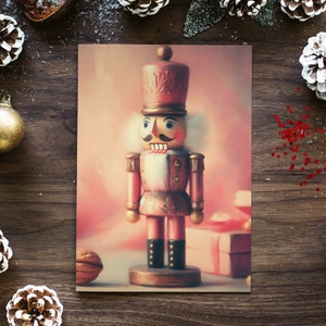 Christmas Pink Nutcracker Vintage Oil Painting Print Wall Art Xmas Decor Dorm Room Winter Art Seasonal Decoration Gift Digital File