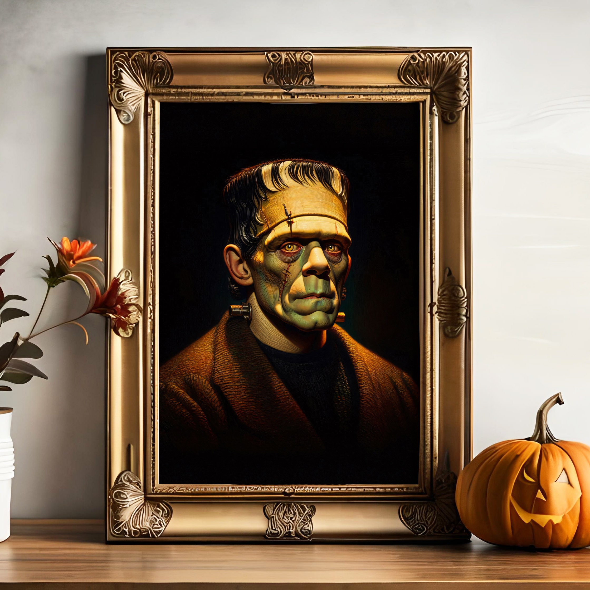 Frankenstein Portrait Classic Monsters Horror Art Gothic Wall Art Decor ...