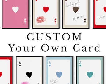 Custom Ace of Hearts Poster | Personalised Poker Card Wall Art | Quote Playing Card Print | Girly Dorm Decor Digital Download