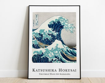 海浪圖 Japanese Art Print - Sea Ocean Wave Boat Painting - Vintage