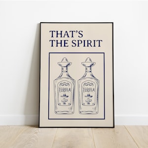 Tequila Bottle Vintage Bar Cart Print – Retro Funny Kitchen Wall Art Poster | High-Resolution Digital Download Gift Idea