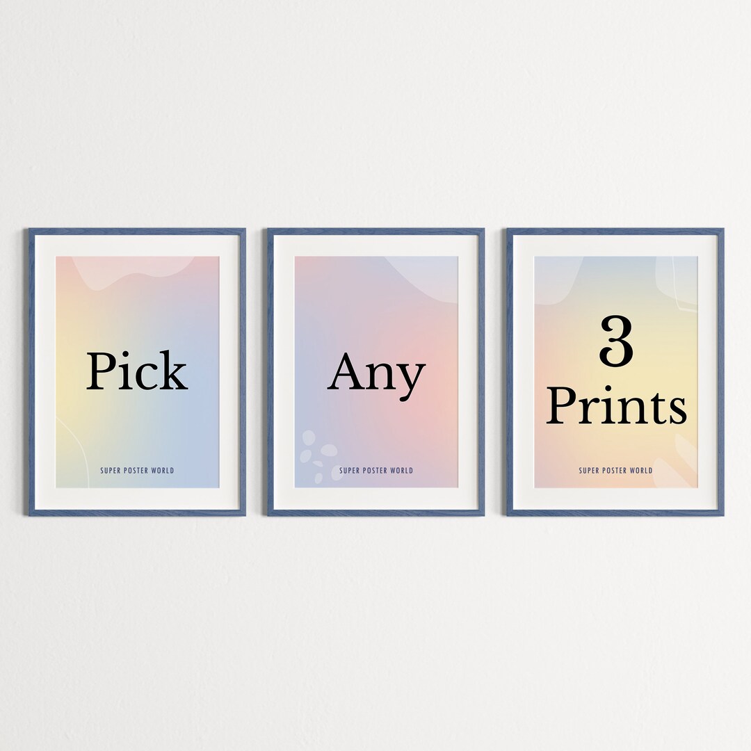 Custom Set of 3 Digital Prints Gallery Wall Art Home Decor Pick Your ...