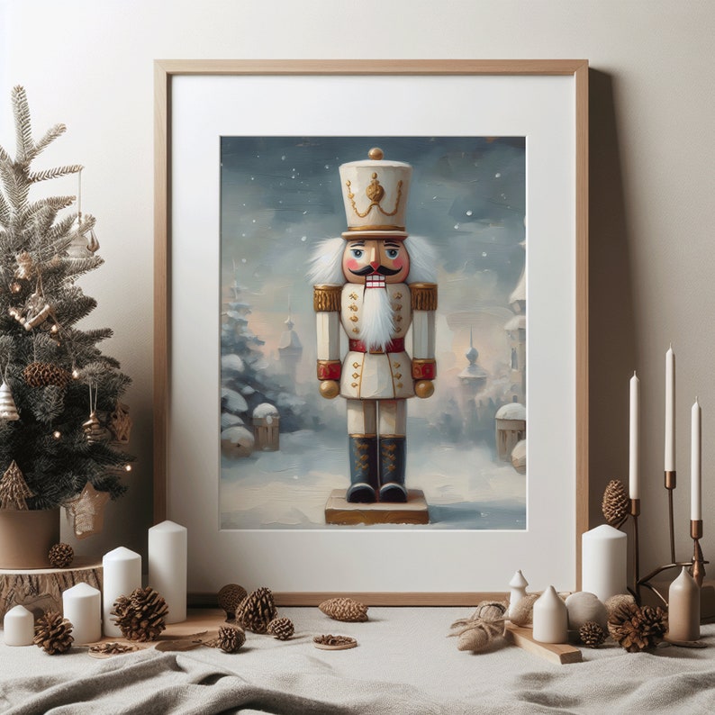 Christmas Vintage Nutcracker Oil Painting Print Wall Art Xmas Decor ...