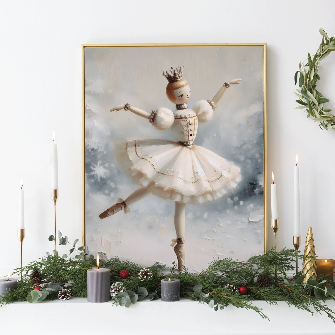 Neutral Colors of Miss Nutcracker Oil Painting Dancer Christmas Vintage ...