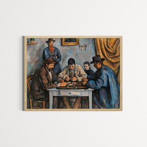 ヴィンテージセザンヌカードプレイヤー絵画ゲームルーム用ウォールアート印刷可能な壁装飾デジタルダウンロード高品質ファイル印象派ホームデコレーション