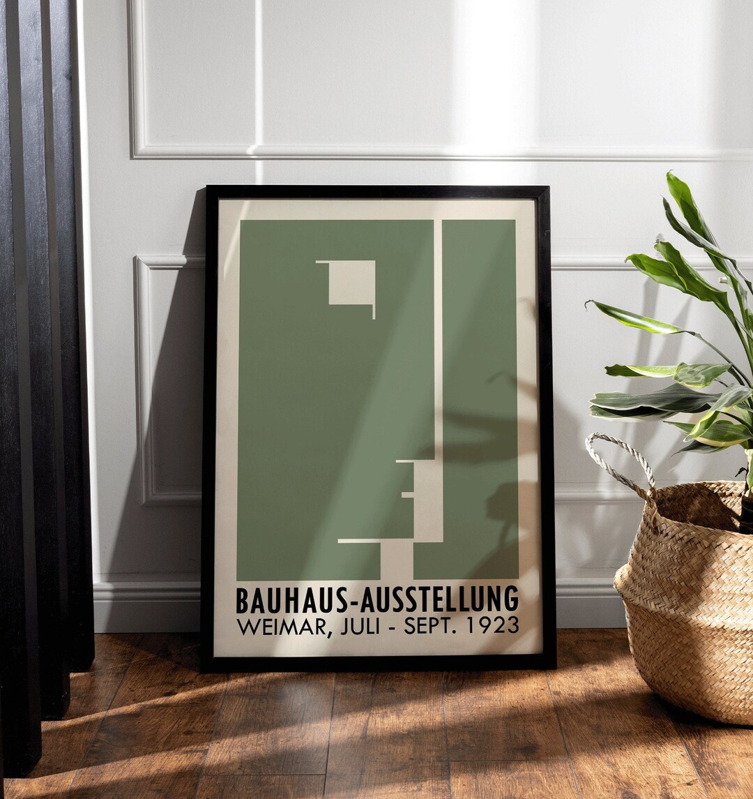 Bauhaus Exhibition Poster – Olive Green 1923 Wall Art, Mid Century ...