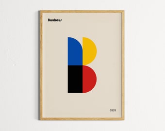 B for Bauhaus Exhibition Print Digital Art Advertisement Print Poster Mid century modern Wall Art Gallery Digital Download Poster Printable