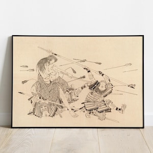 Katsushika Hokusai Kampfszene Druck | Vintage Japanisches Ukiyo-e Art Poster | Samurai Krieger Fine Art Wanddekor | Digital Download Datei