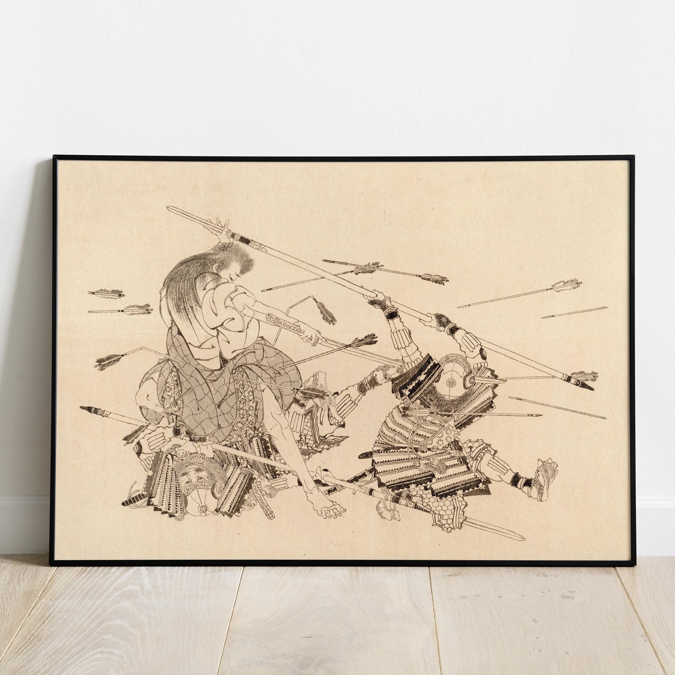 Katsushika Hokusai Battle Scene Print | Vintage Japanese Ukiyo-e