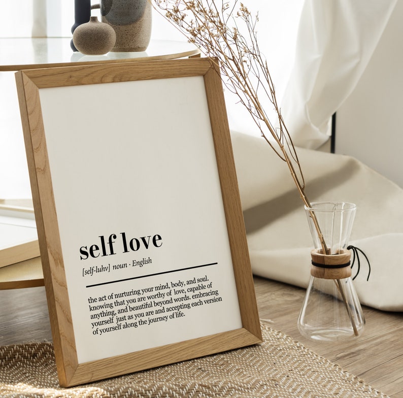 Self Love Definition Poster Minimalist Gallery Wall Art Dorm Room Decor