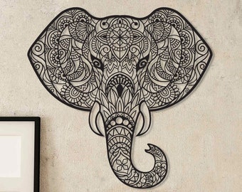 Mandala Elephant Metal Wall Art, Home Decor